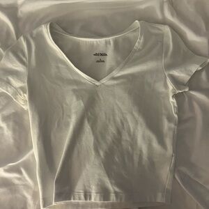 Wild Fable Women's White V-Neck Crop Top